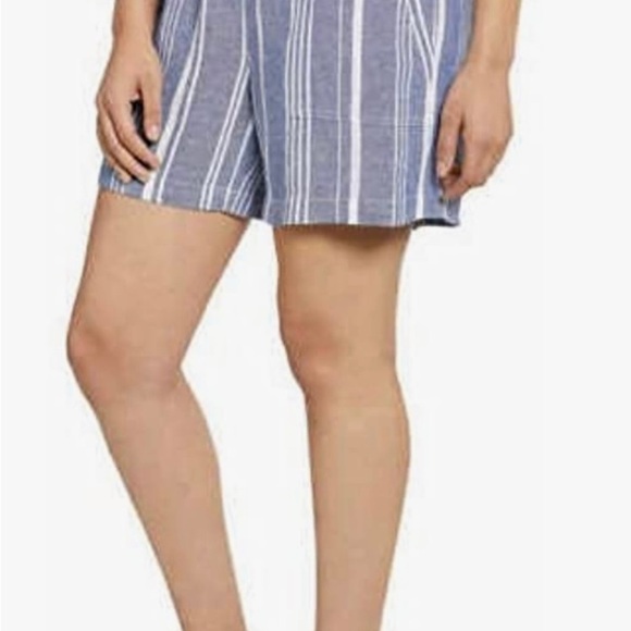 Nautica Womens Shorts Striped Blue/White Linen Blend Pull On-NWT - Picture 5 of 7